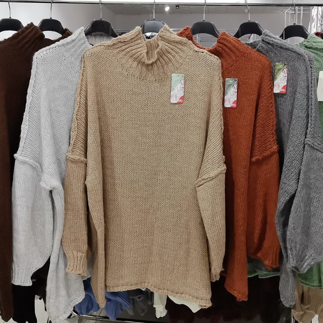 Jersey Oversize de Punto Grueso con Cuello Alto